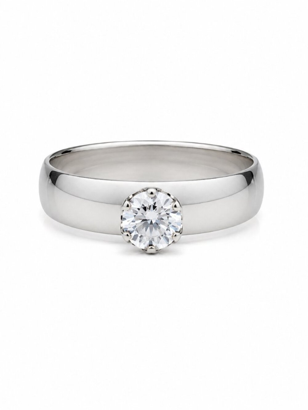NWT Gorgeous Minimalist Solitaire Ring Smooth Band Round Cut CZ Size 10
